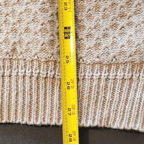 Basix Mens Sweater Beige Textured Knit Crewneck Pullover Size XL Tall Minimalist - Picture 7 of 8